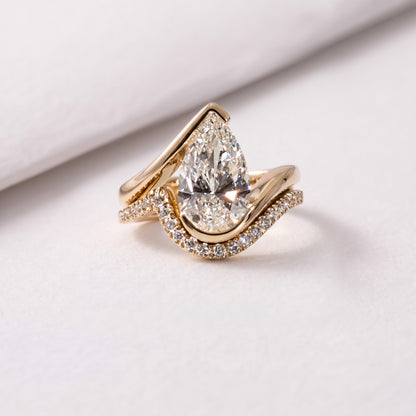 2.5 CT Pear Cut Minimal Pave Lab-Grown Diamond Bridal Set