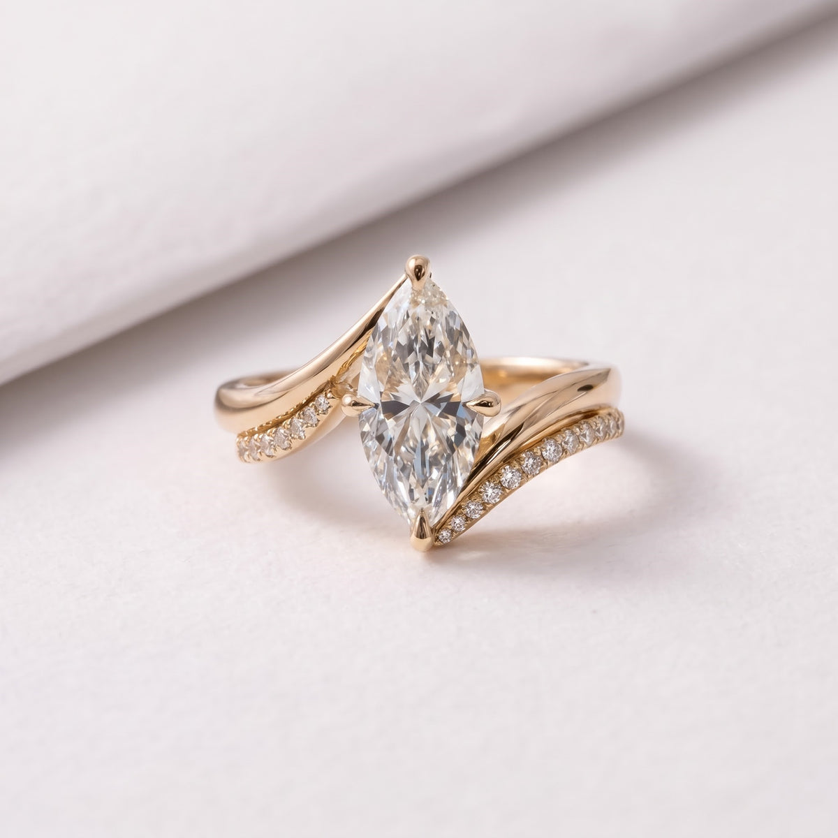 2 CT Marquise Cut Wrap Pave Lab-Grown Diamond Bridal Set