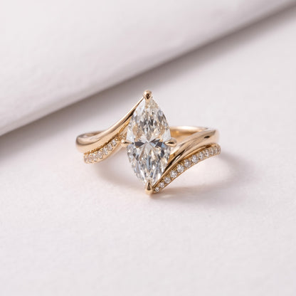 2 CT Marquise Cut Wrap Pave Lab-Grown Diamond Bridal Set