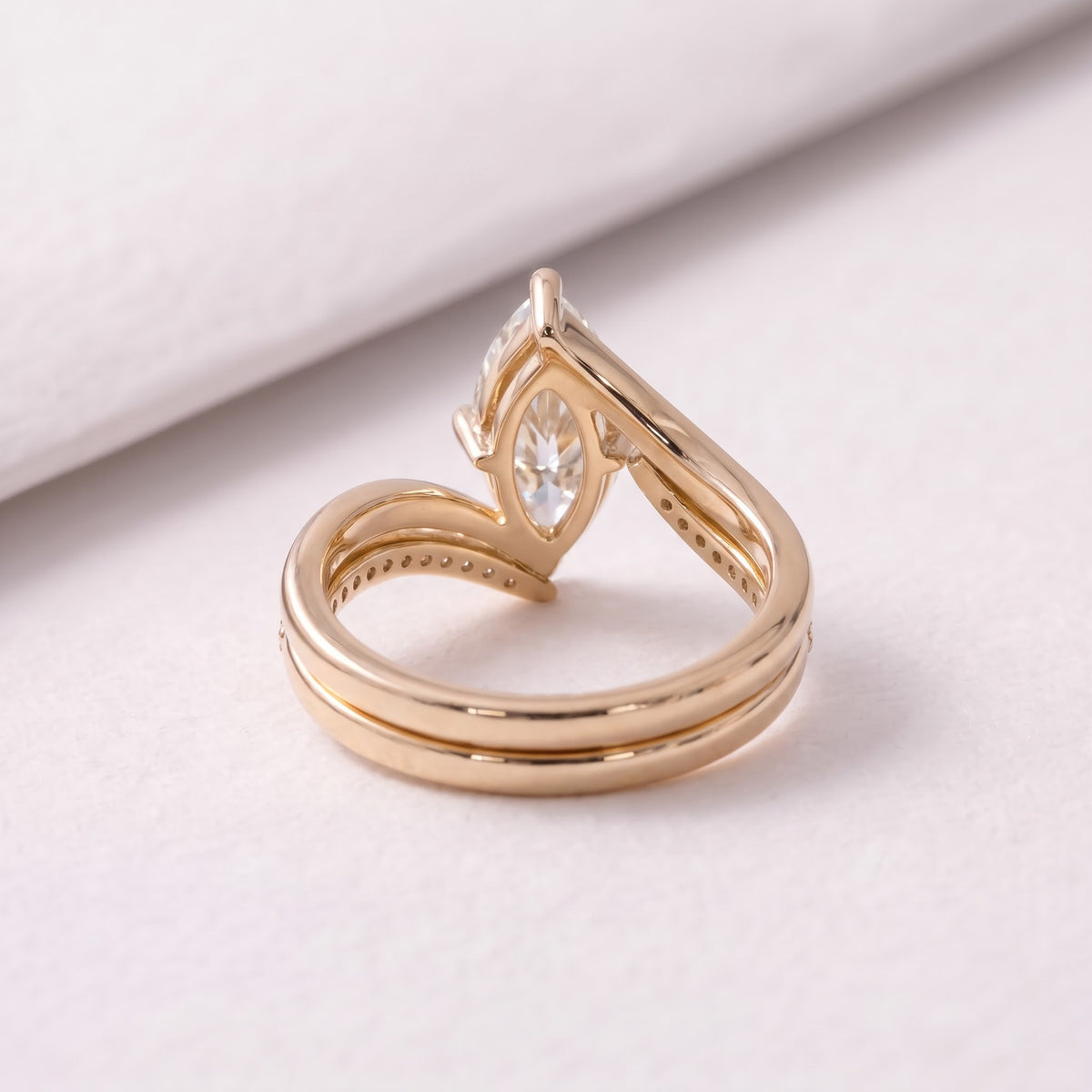 2 CT Marquise Cut Wrap Pave Lab-Grown Diamond Bridal Set