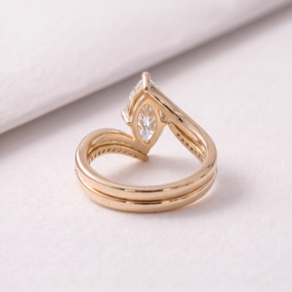 2 CT Marquise Cut Wrap Pave Lab-Grown Diamond Bridal Set