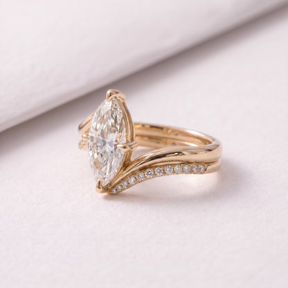 2 CT Marquise Cut Wrap Pave Lab-Grown Diamond Bridal Set