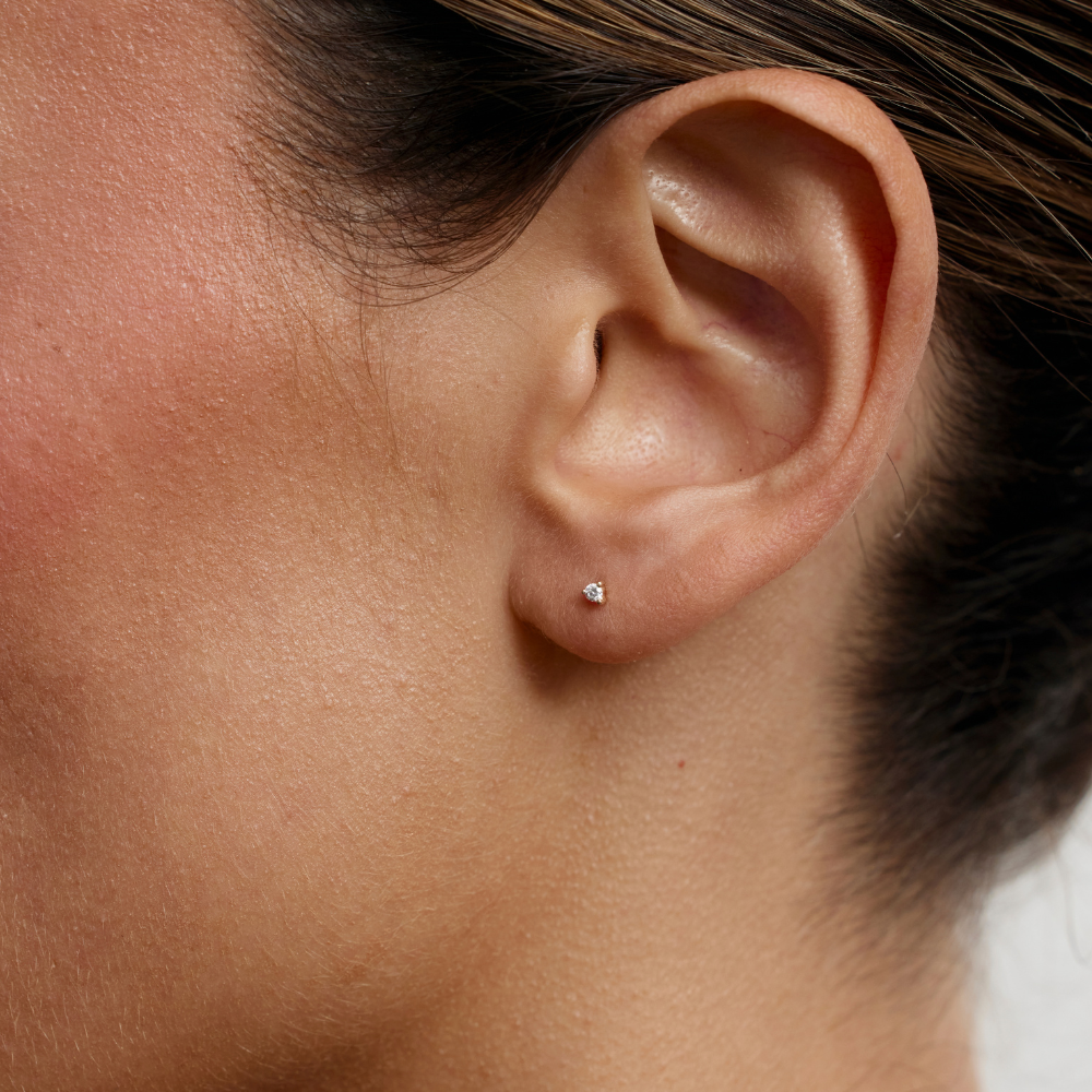 0.02 TCW Round Lab-Grown Diamond Bezel Stud Earrings