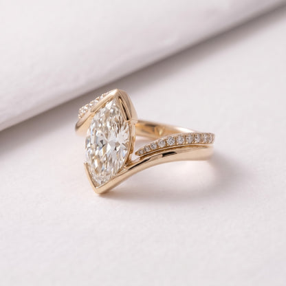 2 CT Marquise Cut Wrap Pave Lab-Grown Diamond Bridal Set