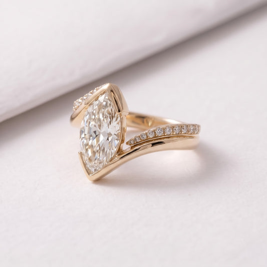 2 CT Marquise Cut Wrap Pave Lab-Grown Diamond Bridal Set