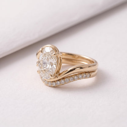 2.5 CT Oval Cut Minimal Pave Lab-Grown Diamond Bridal Set