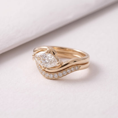 1.5 CT Marquise Cut Bold Pave Lab-Grown Diamond Bridal Set