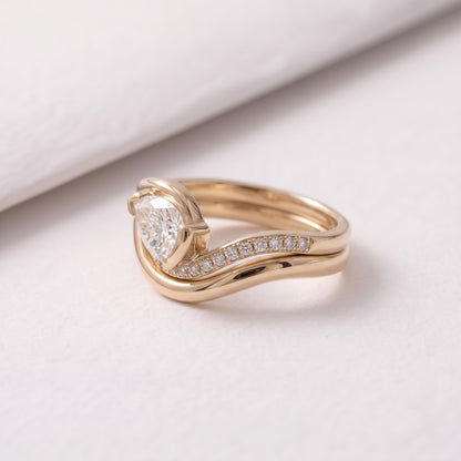 1.5 CT Pear Cut Pave Lab-Grown Diamond Bridal Set