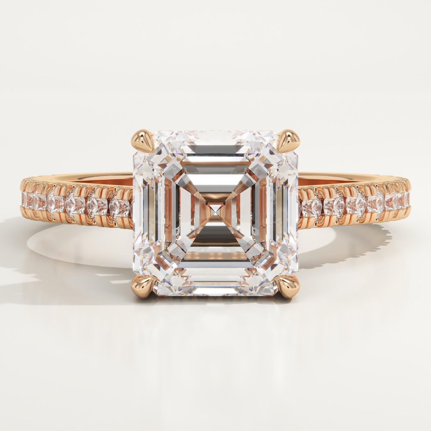 Asscher Cut Hidden Halo & Pave Cathedral Lab-Grown Diamond Engagement Ring