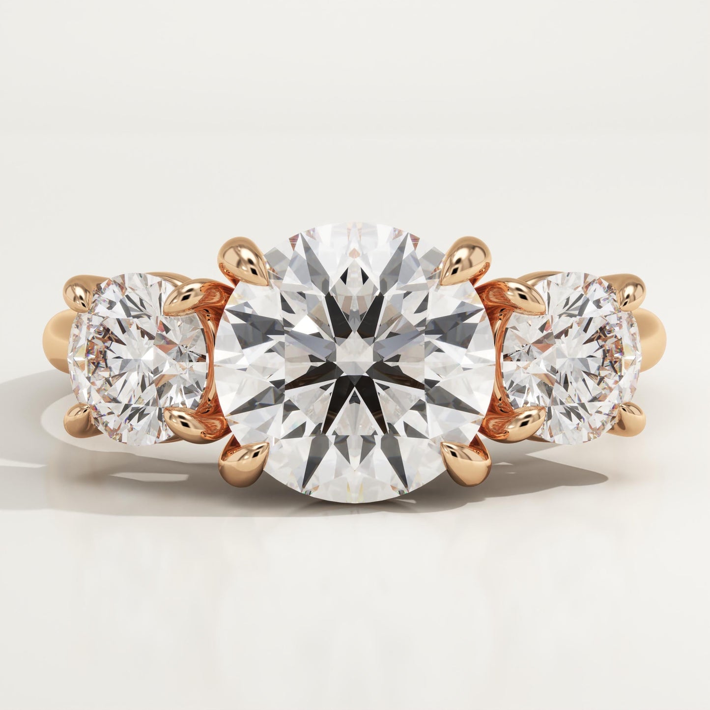 2 CT Round Cut Three Stone Moissanite Engagement Ring