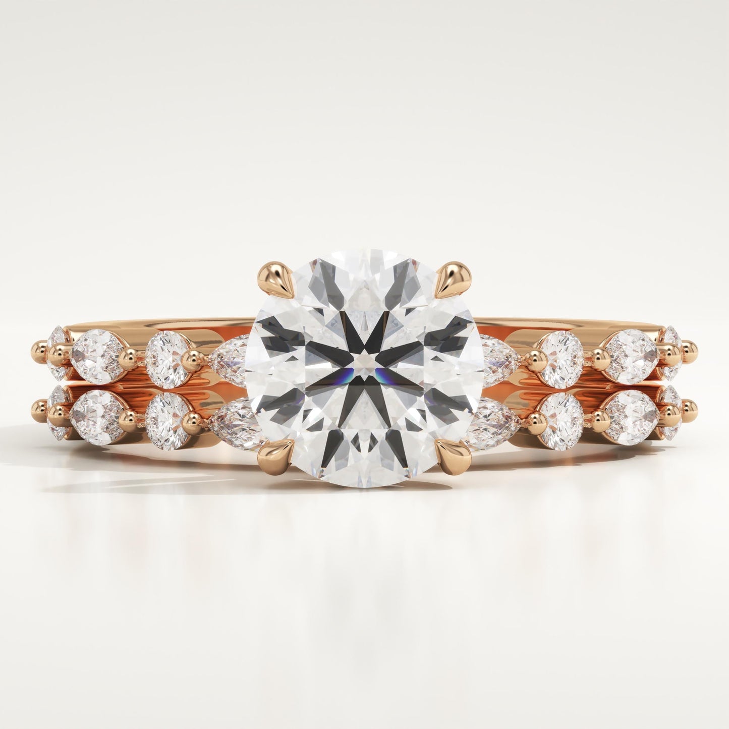 Round Cut Pave Lab-Grown Diamond Bridal Set