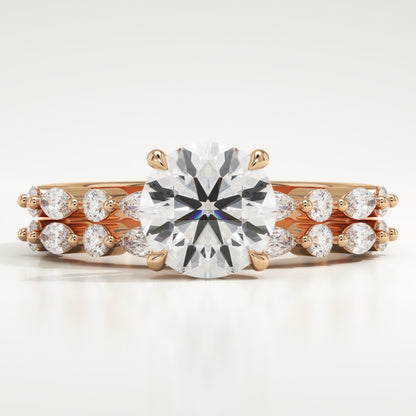 Round Cut Pave Lab-Grown Diamond Bridal Set