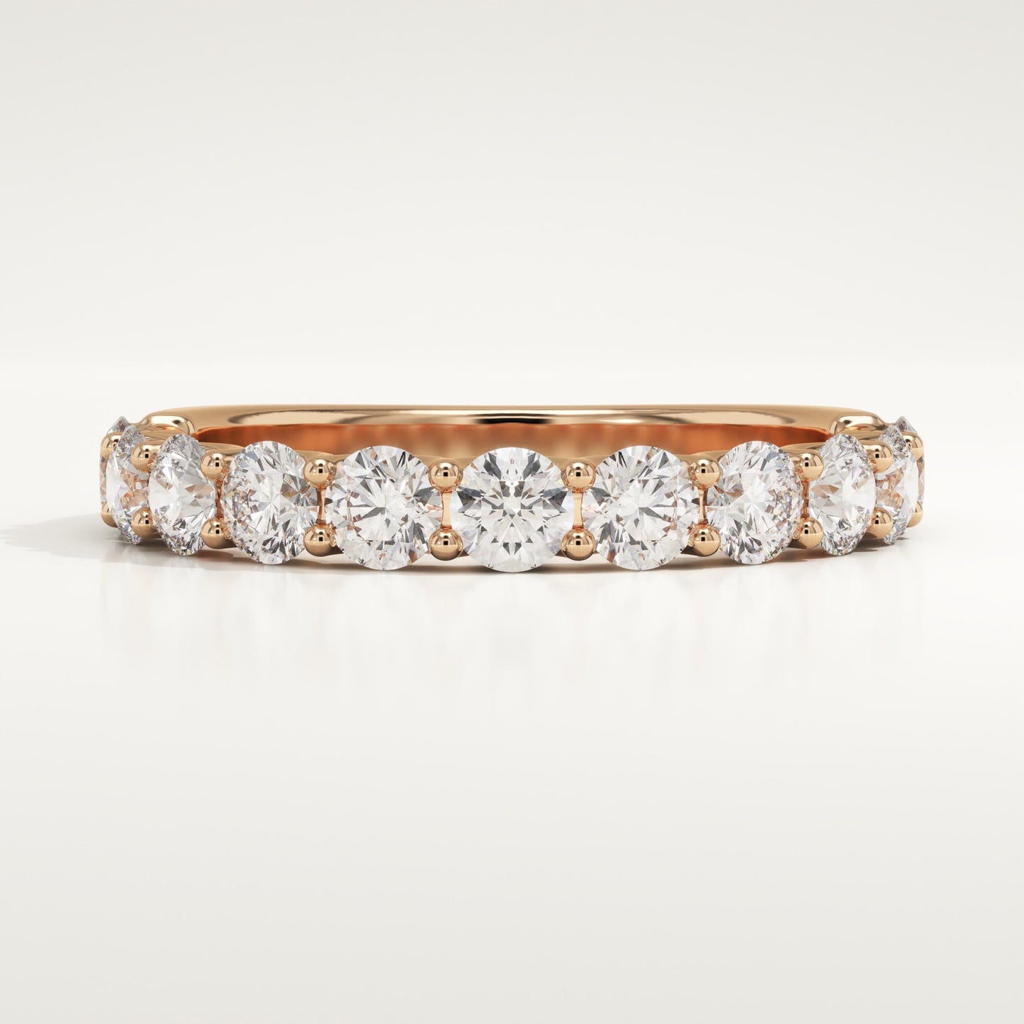 1.1 TCW Round Lab-Grown Diamond Half Eternity Wedding Band