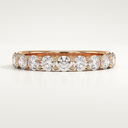 1.1 TCW Round Lab-Grown Diamond Half Eternity Wedding Band
