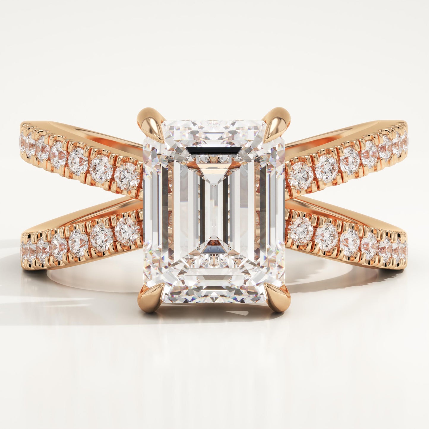 Emerald Hidden Halo & Criss Cross Pave Lab-Grown Diamond Engagement Ring