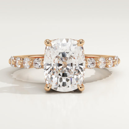 Elongated Cushion Cut Pave Lab-Grown Diamond Engagement Ring