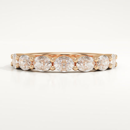 1.18 TCW Oval Lab-Grown Diamond Half Eternity Wedding Band