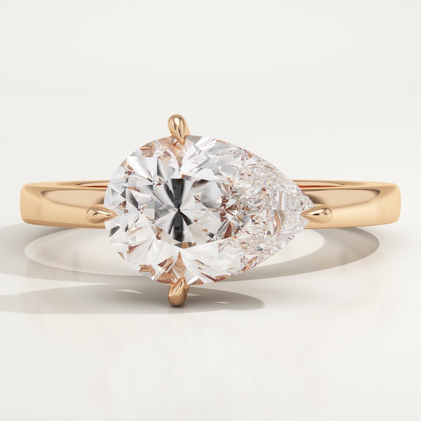 East West Pear Cut Hidden Halo Lab-Grown Diamond Engagement Ring