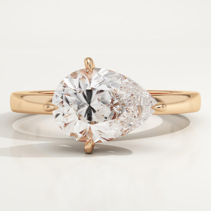 East West Pear Cut Hidden Halo Lab-Grown Diamond Engagement Ring