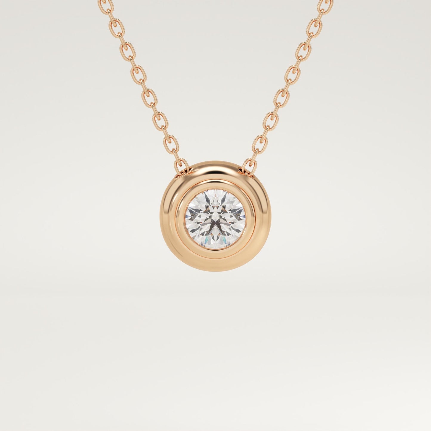 0.28 CT Round Lab-Grown Diamond Solitaire Bezel Necklace
