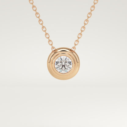 0.28 CT Round Lab-Grown Diamond Solitaire Bezel Necklace