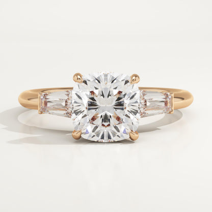 1.75 CT Cushion Cut Three Stone Moissanite Engagement Ring