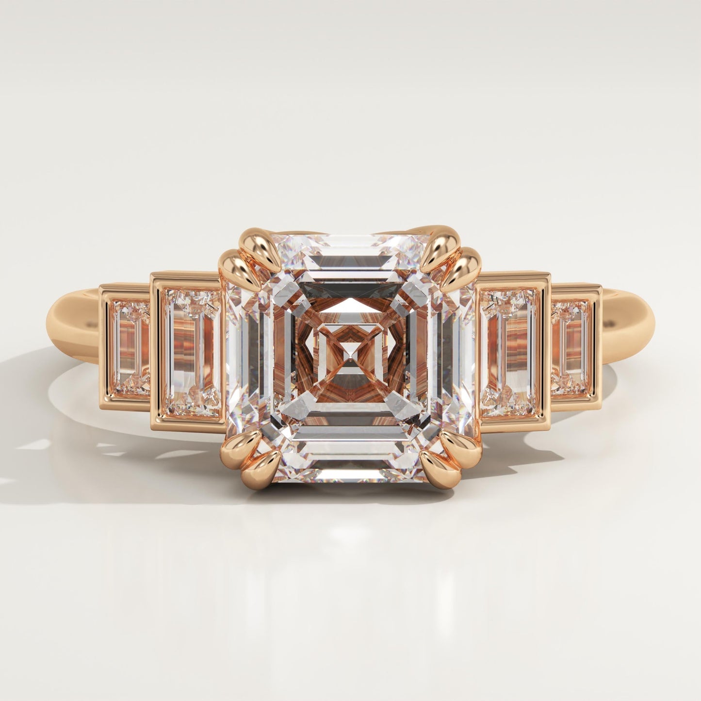 Asscher Cut Cluster Lab-Grown Diamond Engagement Ring