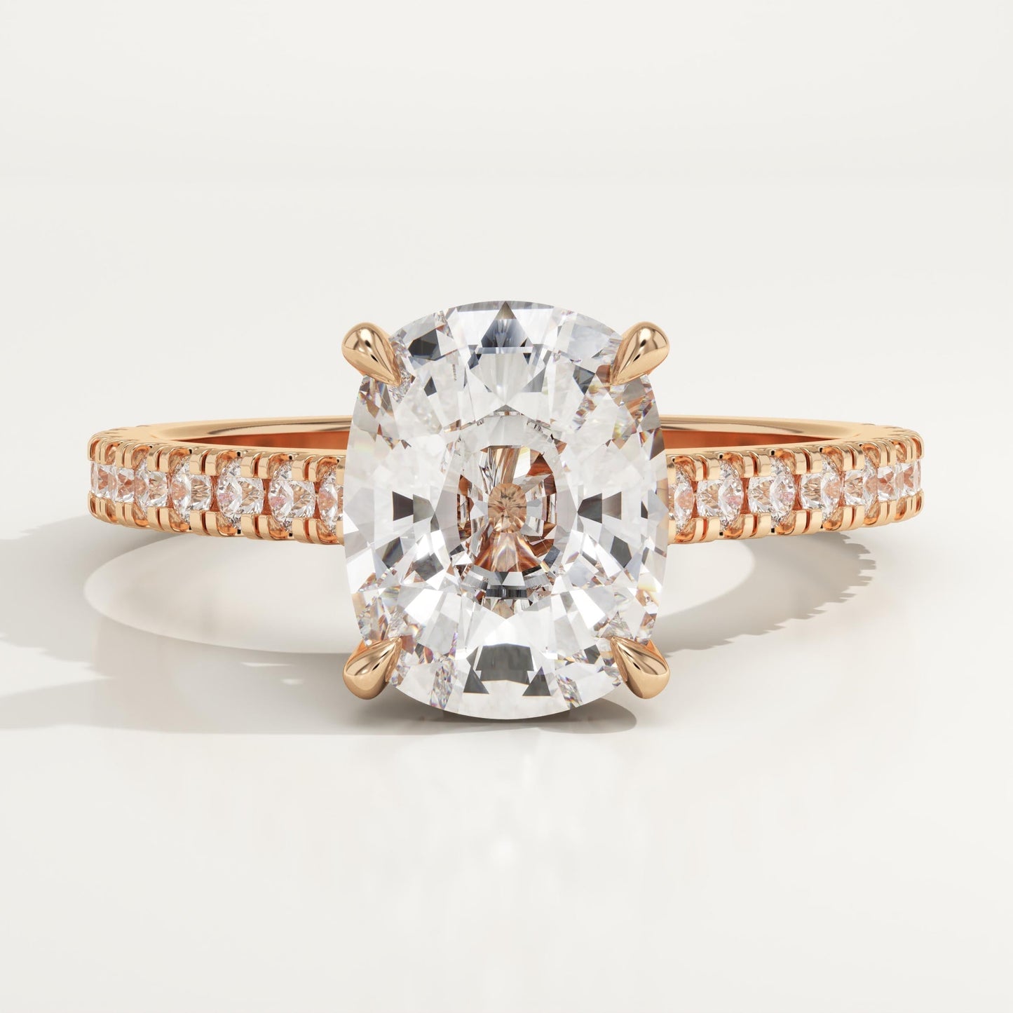Elongated Cushion Cut Pave Cathedral Lab-Grown Diamond Engagement Ring