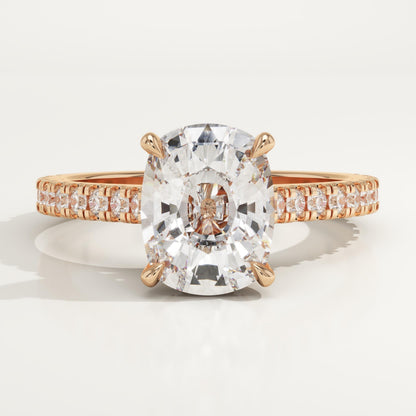 Elongated Cushion Cut Pave Cathedral Lab-Grown Diamond Engagement Ring