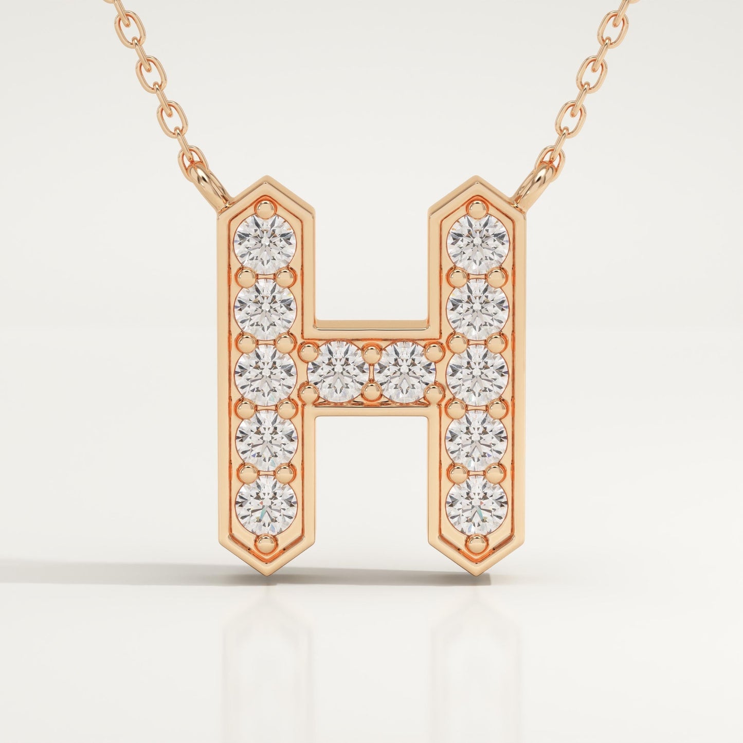 0.36 TCW Round Lab-Grown Diamond H Initial Necklace