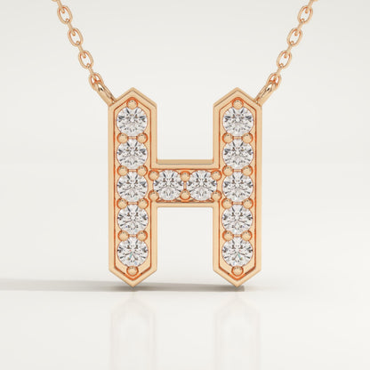 0.36 TCW Round Lab-Grown Diamond H Initial Necklace