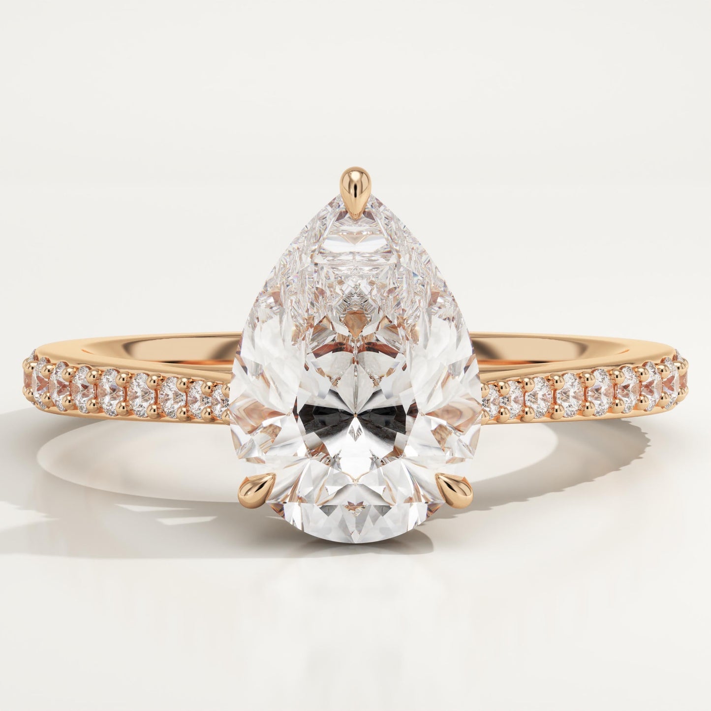Pear Cut Pave Cathedral Lab-Grown Diamond Engagement Ring