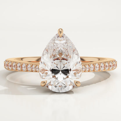 Pear Cut Pave Cathedral Lab-Grown Diamond Engagement Ring