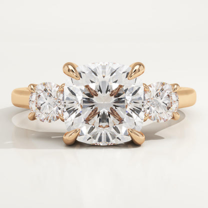 Cushion Cut Three Stone Lab-Grown Diamond Engagement Ring