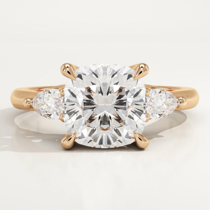 Cushion Cut Three Stone Lab-Grown Diamond Engagement Ring