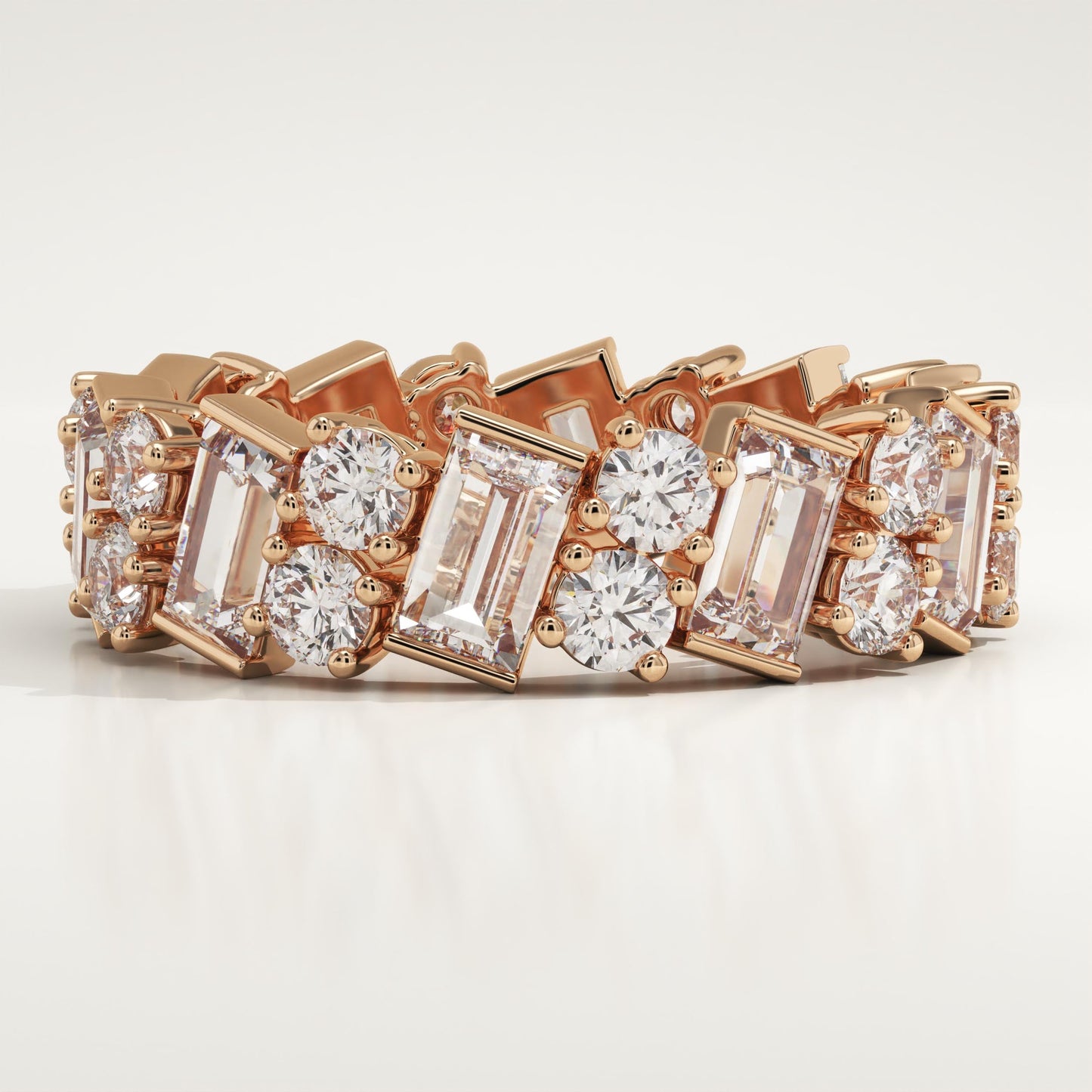 4.69 TCW Baguette & Round Lab-Grown Diamond Full Eternity Wedding Band
