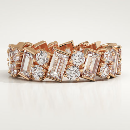 4.69 TCW Baguette & Round Lab-Grown Diamond Full Eternity Wedding Band