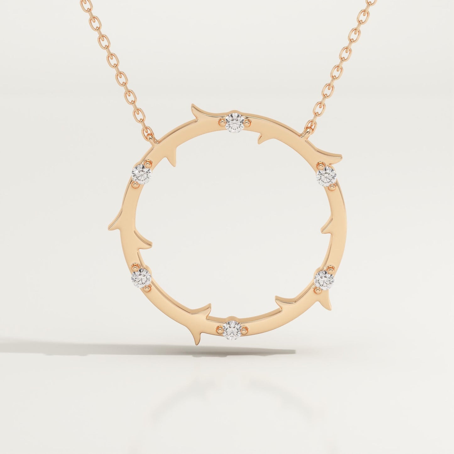 0.09 TCW Round Lab-Grown Diamond Circle Charm Necklace