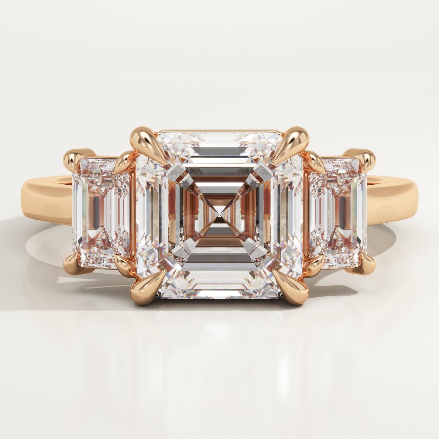 Asscher Cut Three Stone Lab-Grown Diamond Engagement Ring