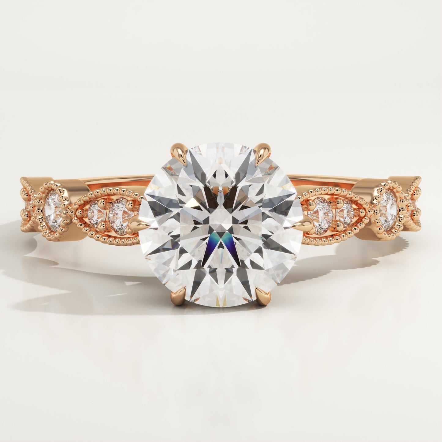 Round Cut Vintage Pave Lab-Grown Diamond Engagement Ring