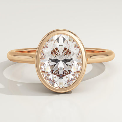 Oval Cut Bezel Lab-Grown Diamond Engagement Ring