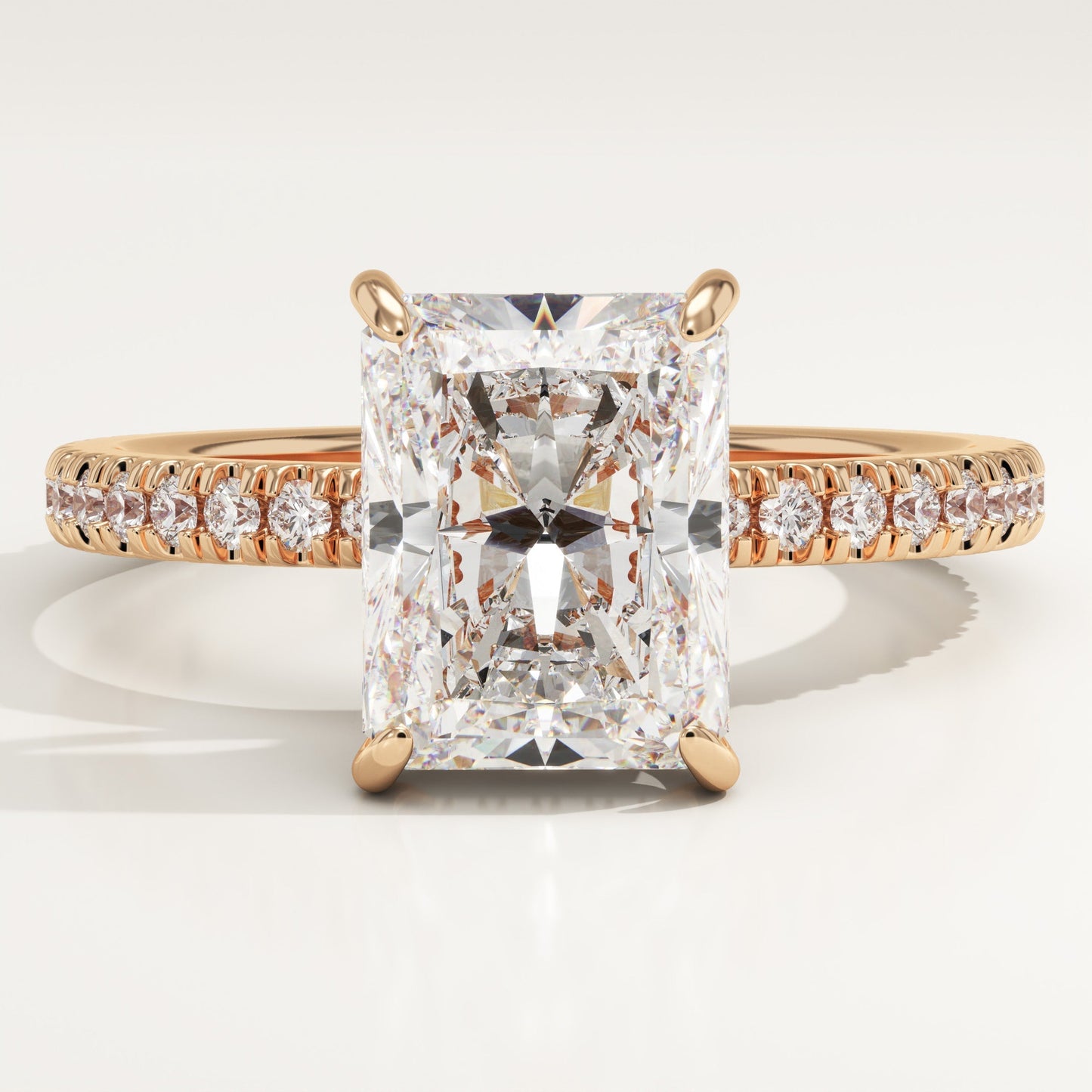 Radiant Cut Hidden Halo & Pave Lab-Grown Diamond Engagement Ring
