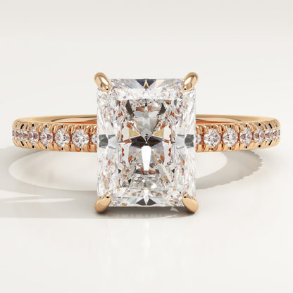 Radiant Cut Hidden Halo & Pave Lab-Grown Diamond Engagement Ring