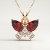 3.21 TCW Pear & Round January-Garnet Birthstone Necklace