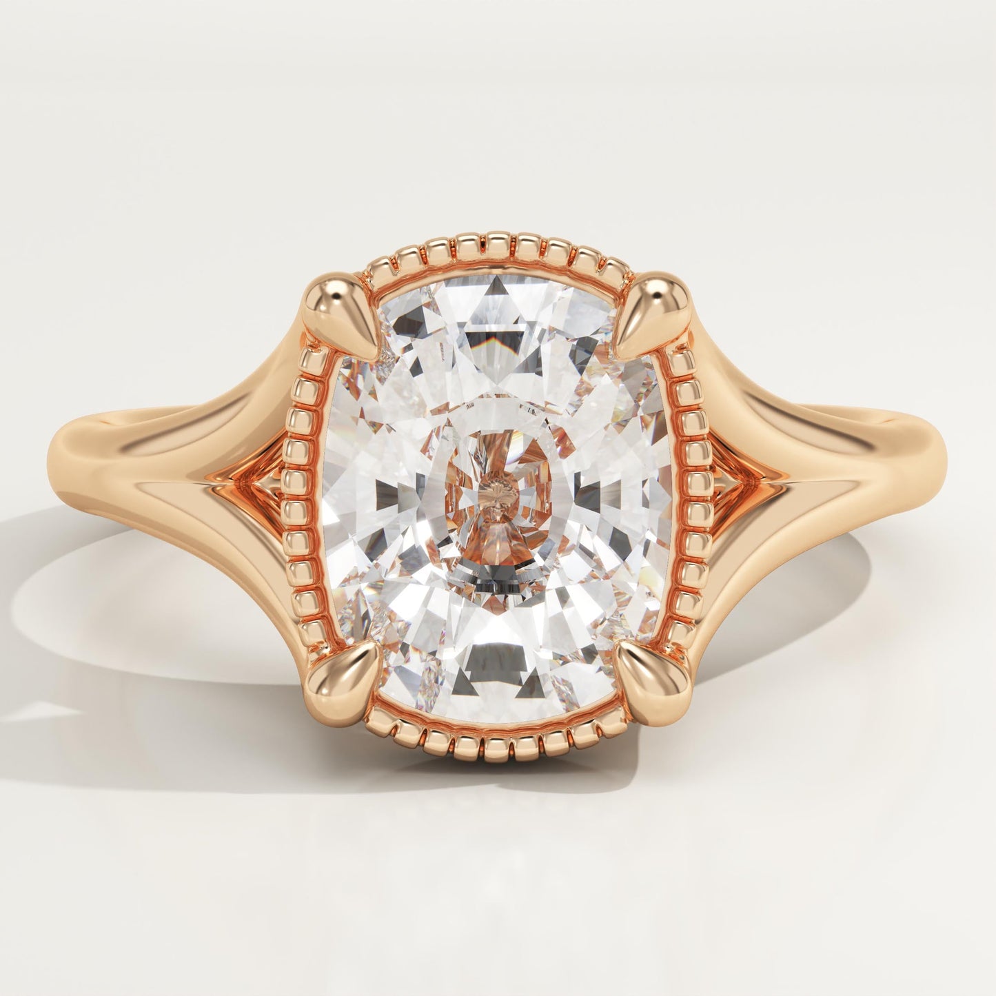 Elongated Cushion Cut Split Shank Lab-Grown Diamond Engagement Ring