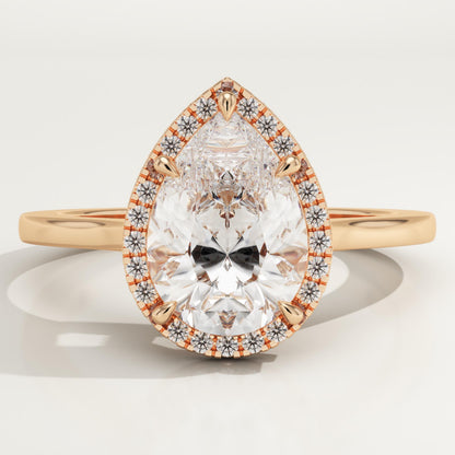 Pear Cut Halo Lab-Grown Diamond Engagement Ring