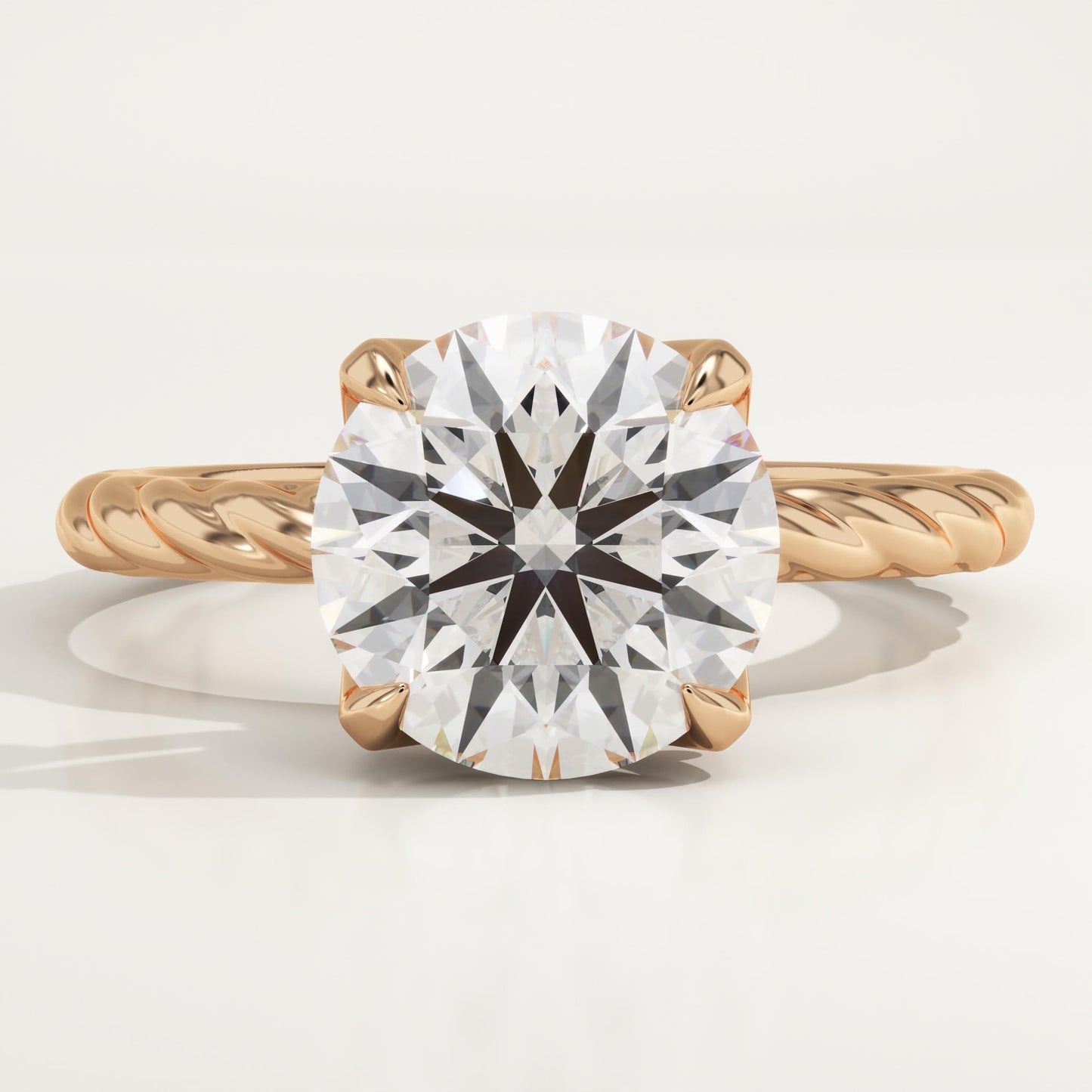 Round Cut Twisted Shank Lab-Grown Diamond Engagement Ring