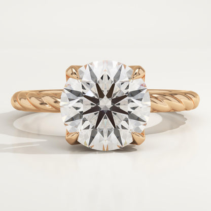 Round Cut Twisted Shank Lab-Grown Diamond Engagement Ring