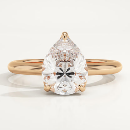 1.5 CT Pear Cut Solitaire Moissanite Engagement Ring