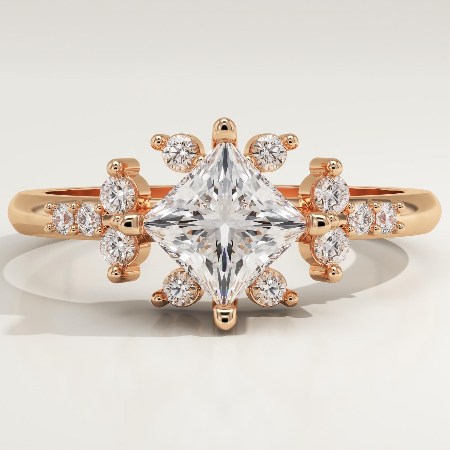 Princess Cut Cluster Lab-Grown Diamond Engagement Ring